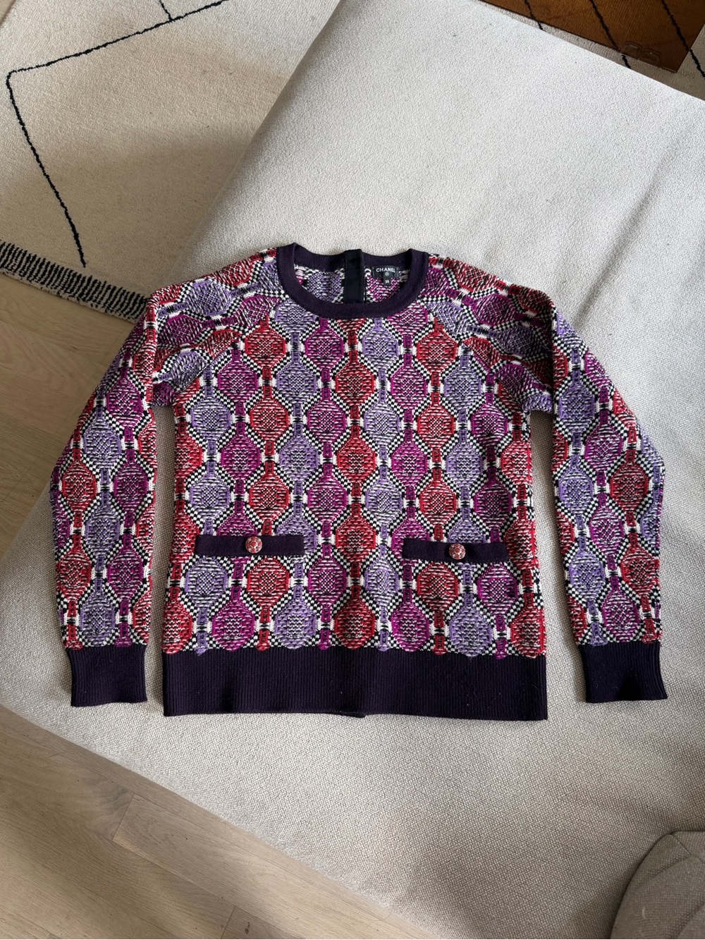 CHANEL CASHMERE BUTTON CARDIGAN GRIPOIX